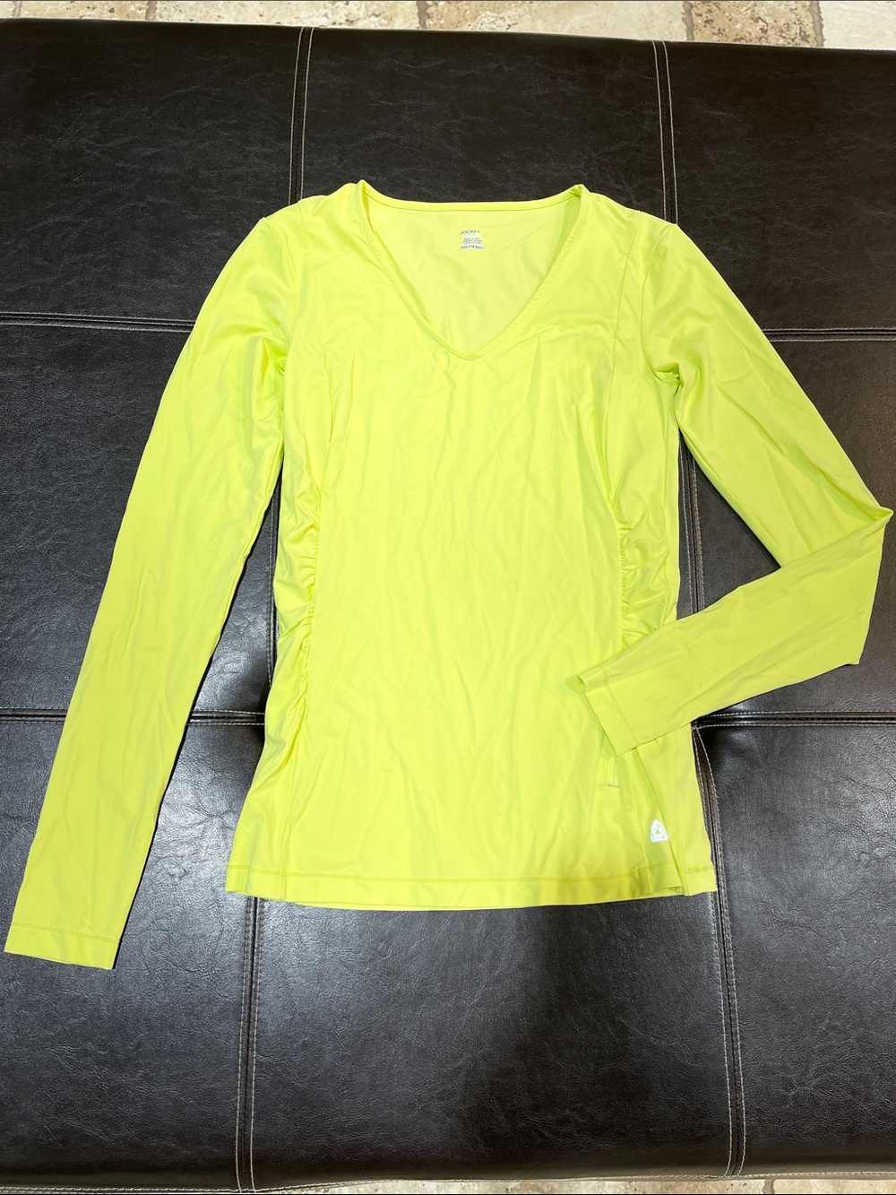Jockey Neon Yellow V-Neck Long Sleeve Active Top